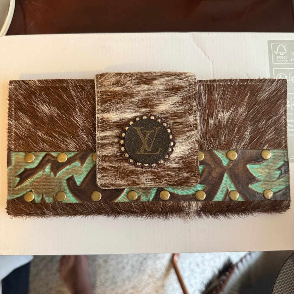 LV Revamp Brown and Turquoise Cowhide Wallet